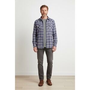 Ben Sherman Mens XL Casual Western Plaid Button Down Shirt Blue Red Long Sleeve